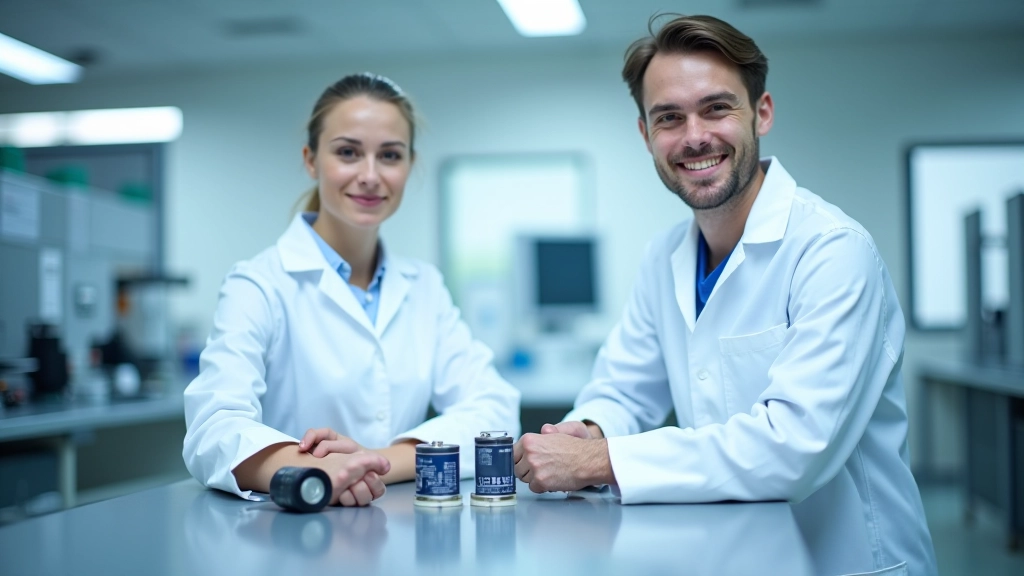 Výzkumný tým v laboratorním prostředí s testovacím vybavením pro baterie